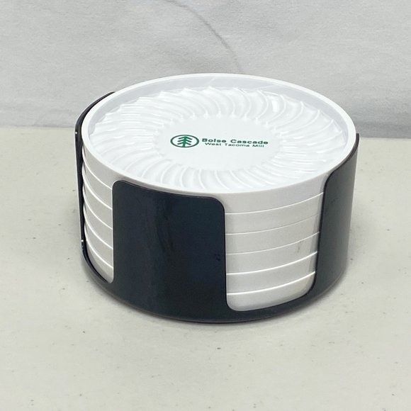 Vintage Boise Cascade Complete Drink Coaster Set With Holder - Picture 2 of 14